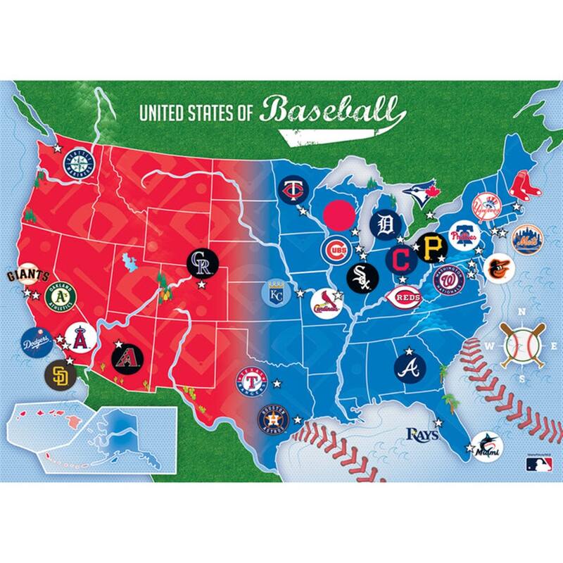 MLB League Map 500 Pc Jigsaw Puzzle Fun for Adults & Kids