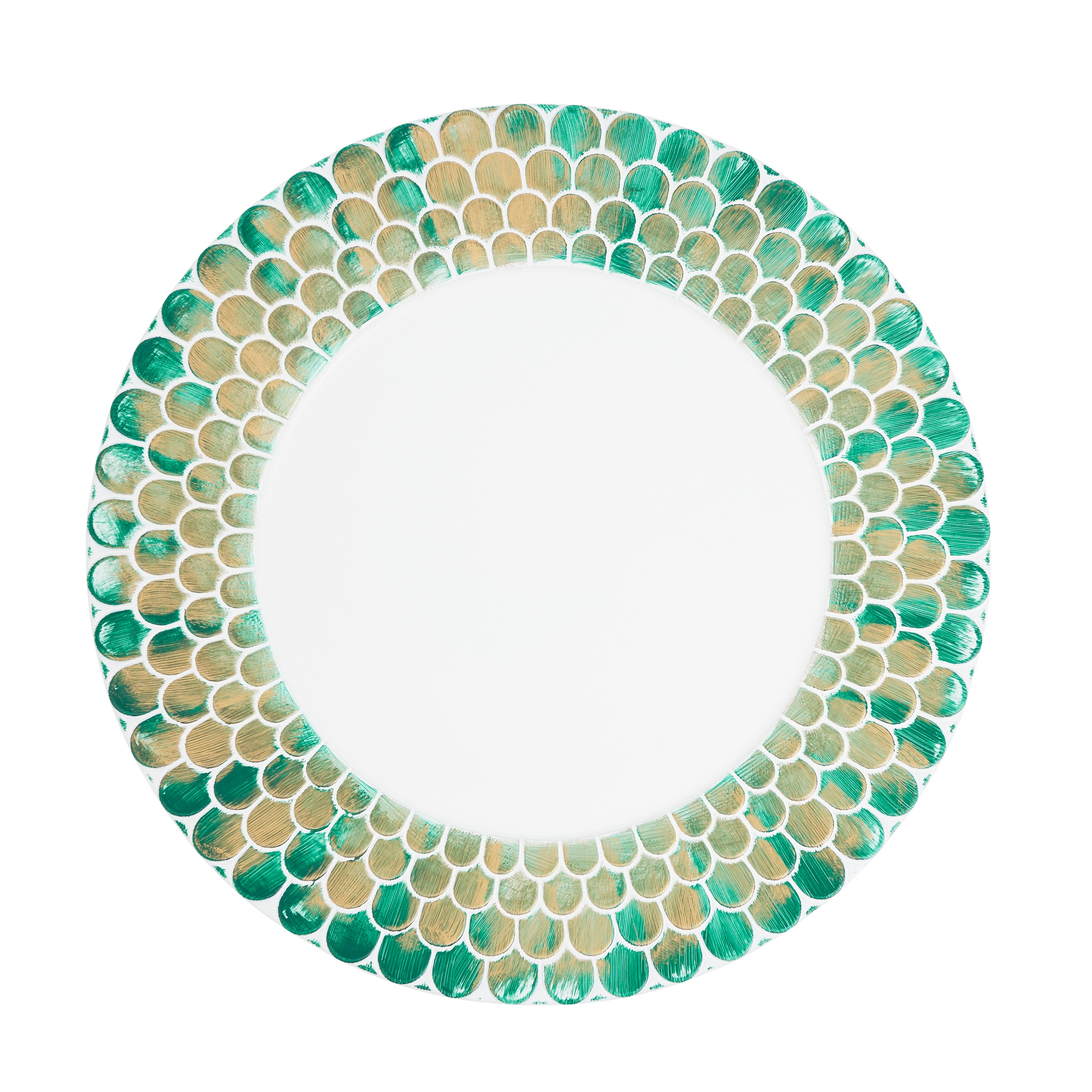 Textured Decorative Charger Plates (Set of 4) - Scalloped Rim Round Table Chargers for Dining & Entertaining, 13"