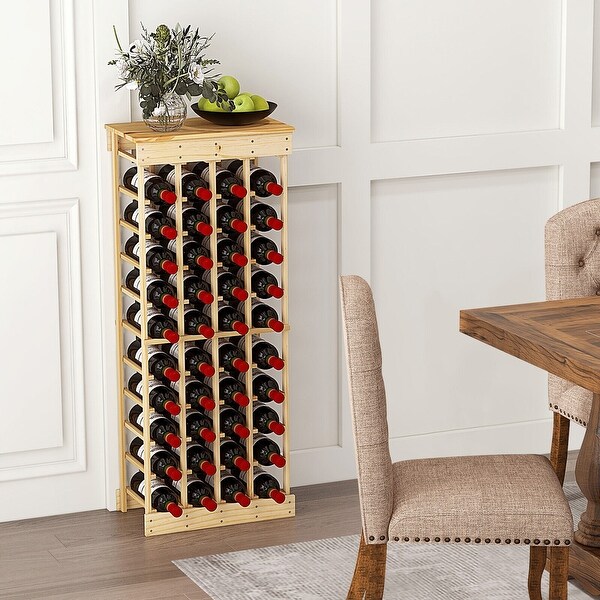 Gymax 40 Bottles Modular Wine Rack Wood Stackable Storage Stand