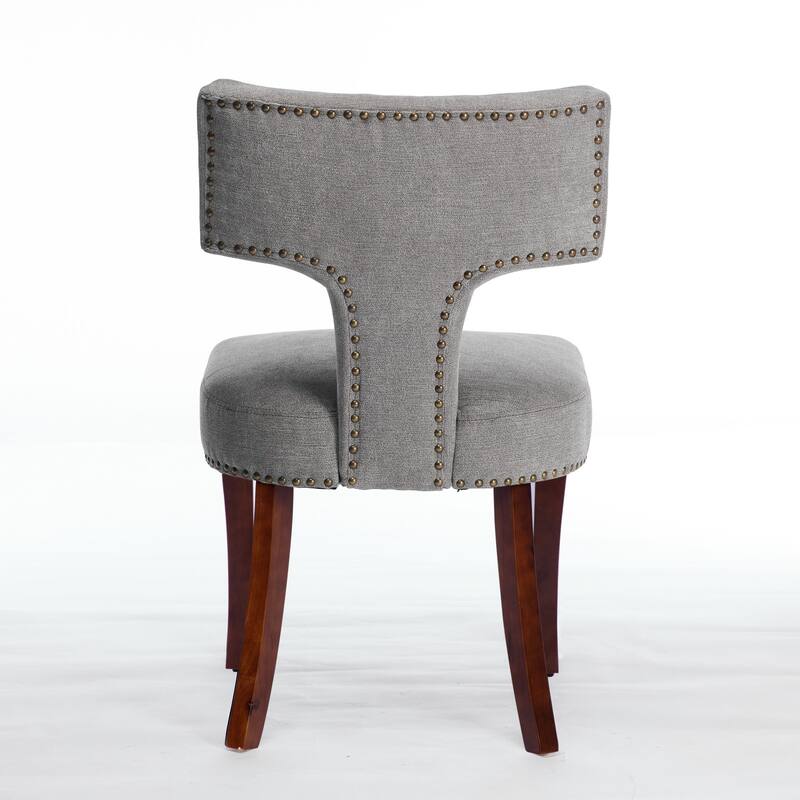 Hardwood Frame Dining Chairs Set of 2, Dining Chair with Curved Backrest