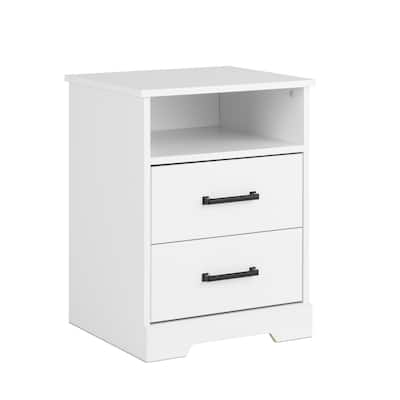Prepac Rustic Ridge Farmhouse Nightstand Bedside Table, Nightstand for Bedroom, End Table with 2 Drawers and Open Shelf