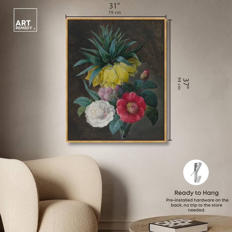 Four Peonies and a Crown Canvas by Art Remedy