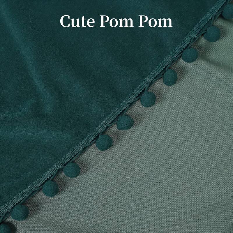 1Pc Christmas Window Valance, Super Soft Pom Pom Decor Velvet Curtain