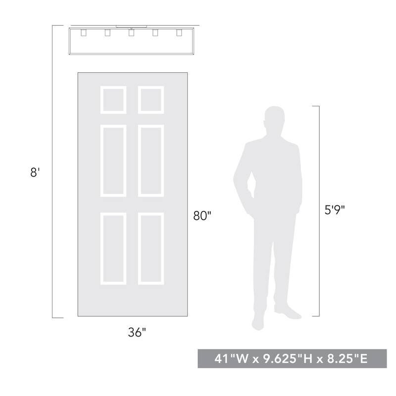 Golden Lighting 2072-FM41 Wesson 5 Light 41" Wide Flush Mount Linear