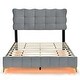 preview thumbnail 3 of 8, Velvet Platform Bed with Comfortable Headboard, LED Frame and Stylish Metal Bed Legs, Full Size, Grey