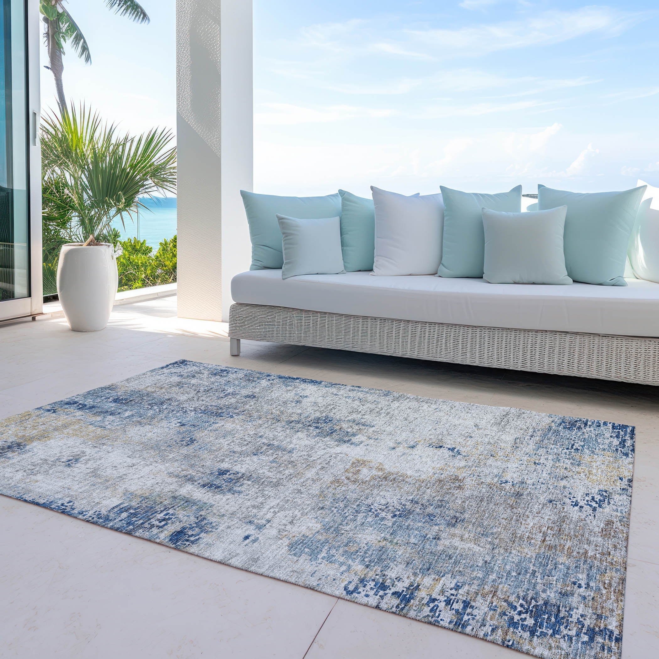 Machine Washable Indoor/ Outdoor Chantille Abstract Modern Rug