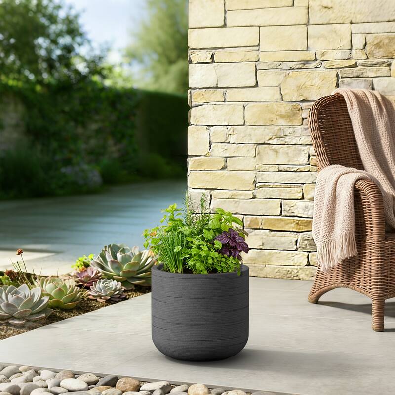 Concrete Round Planter / Pot with Drainage Holes