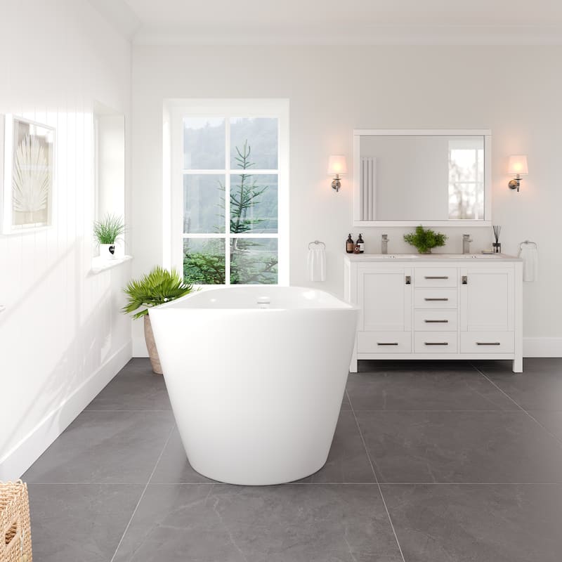 Eviva Luna White Acrylic Slipper Freestanding Bathtub