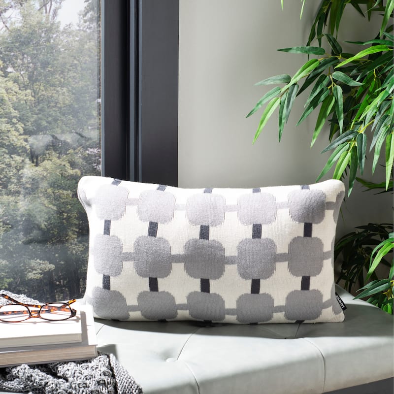 SAFAVIEH Adelma Grey Squares 12 x 20-inch Pillow