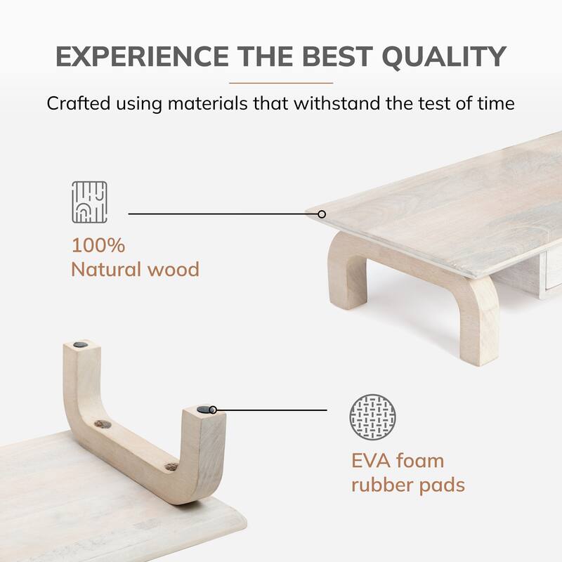 Jani Wood Monitor Stand Riser Desk - Ergonomic Design Stand, Desktop Organizer Table for Home, Office Workspace, Gaming Desk