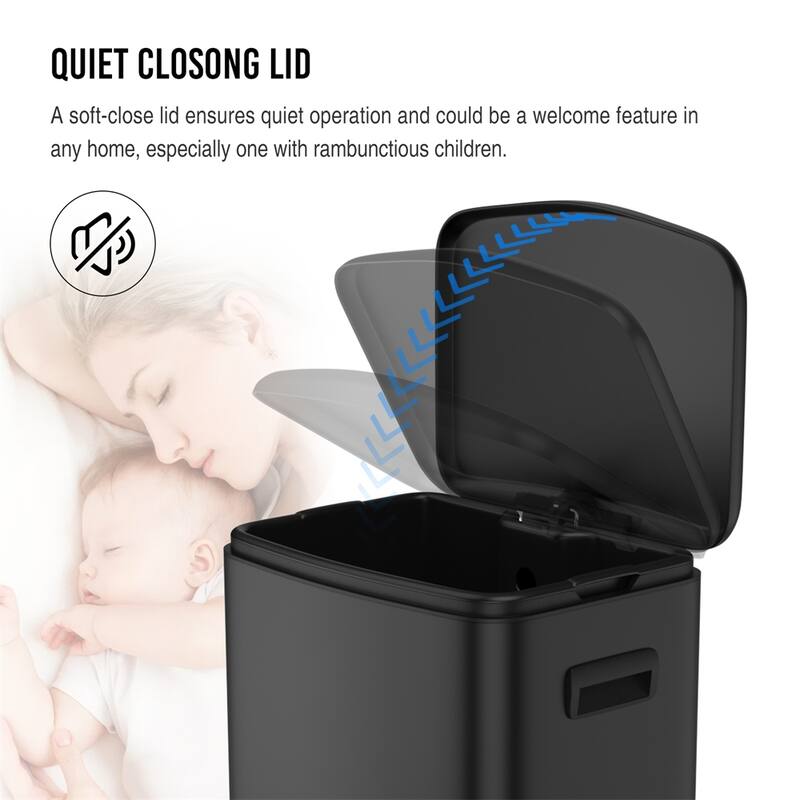 13 Gallon 50L Foot Pedal Operated Soft Close Trash Can Bustbin