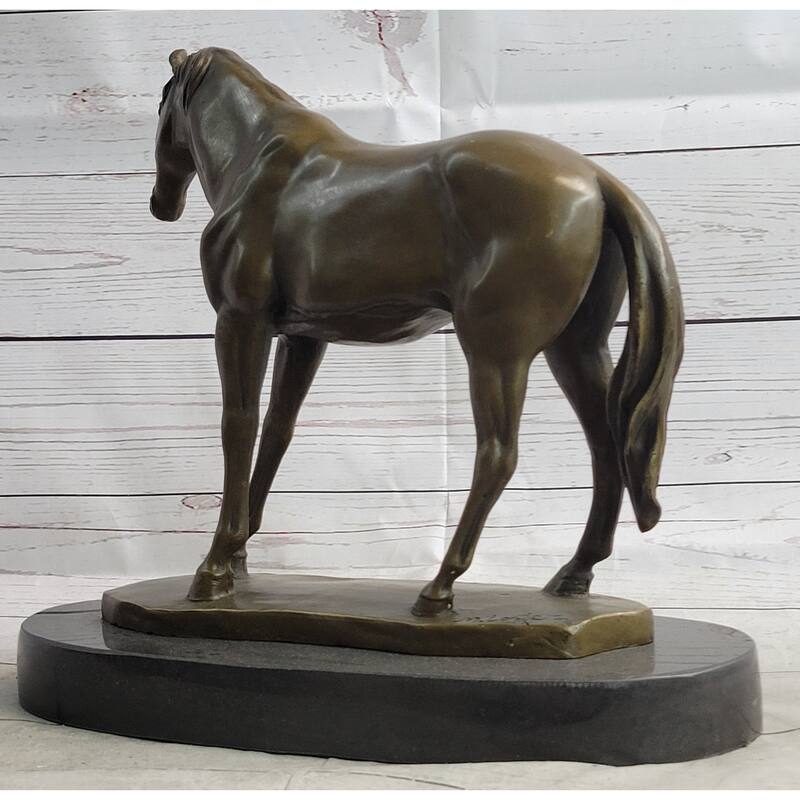 Arabian Horse Mare Bronze Figure Sculpture Statue Equestrian Decor On Marble Base