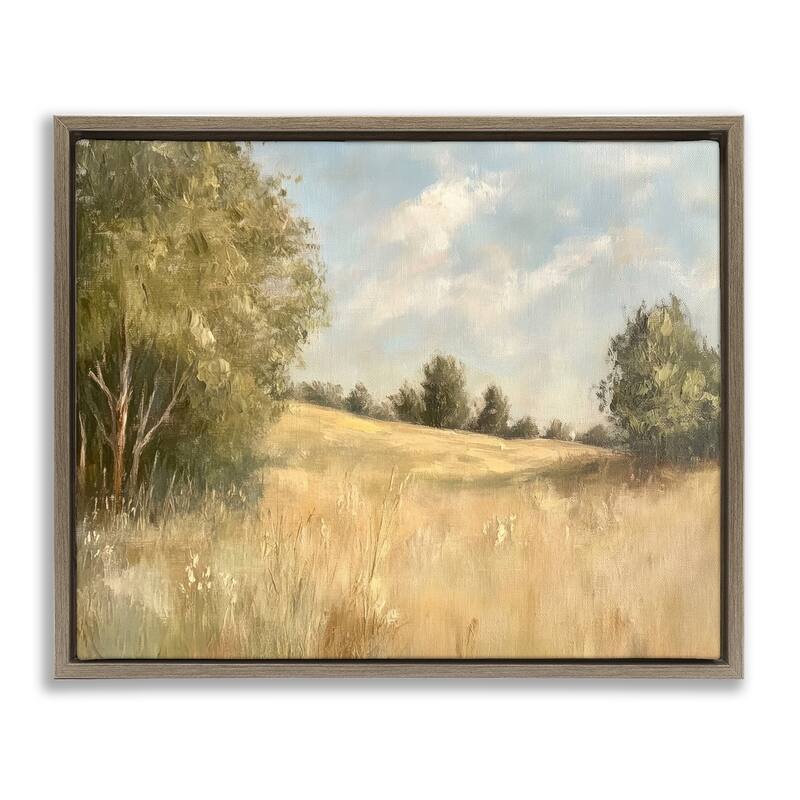 Stupell Classic Country Field Framed Floater Canvas Wall Art Design By Petal Prints Design - 31 x 25 - Brown