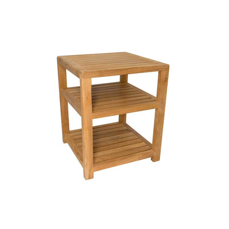 Nordic Style Natural Teak Spa/Bathroom Under Sink Storage Bench 14in - Beige - N/A - Beige