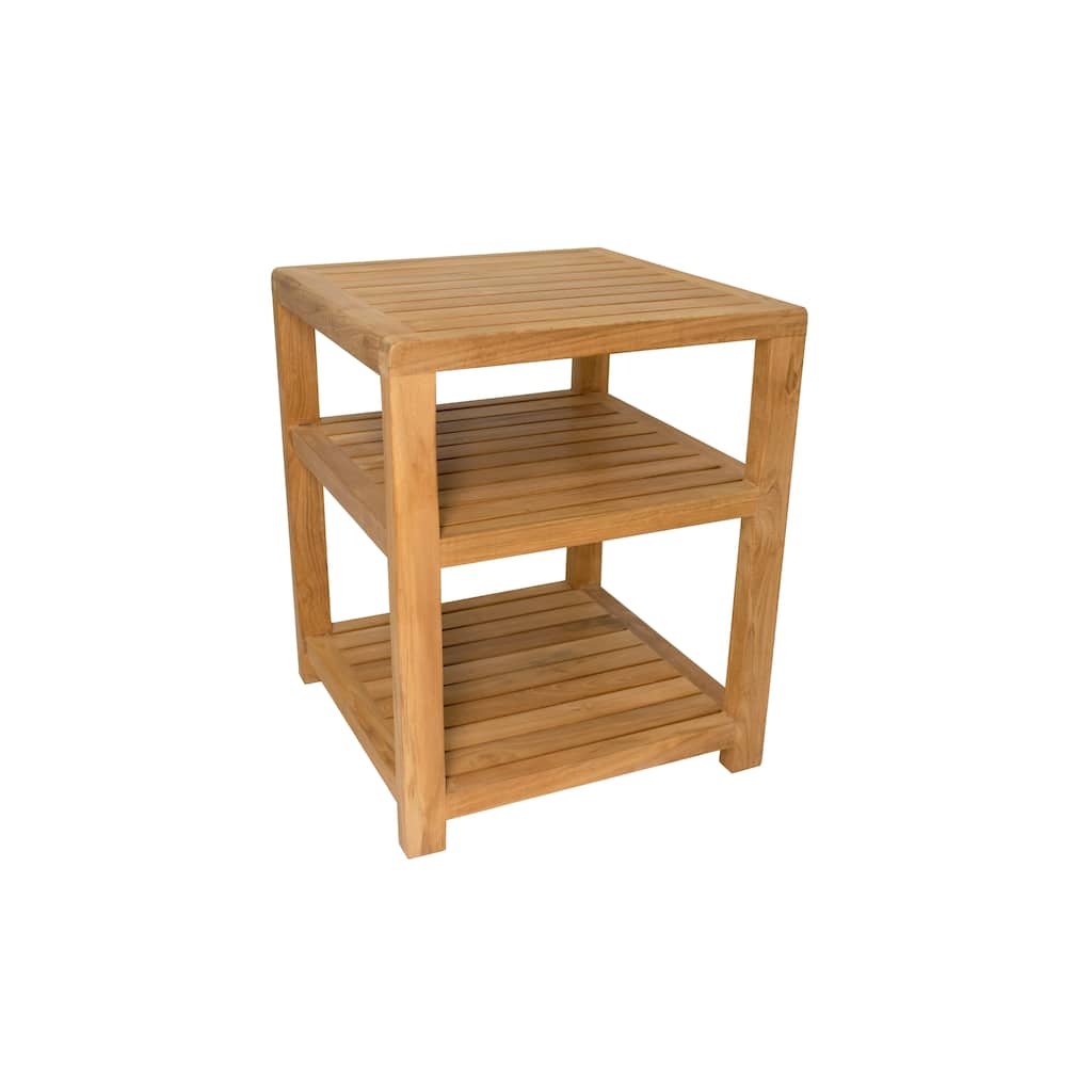 Nordic Style Natural Teak Spa/Bathroom Under Sink Storage Bench 14in - Beige - N/A