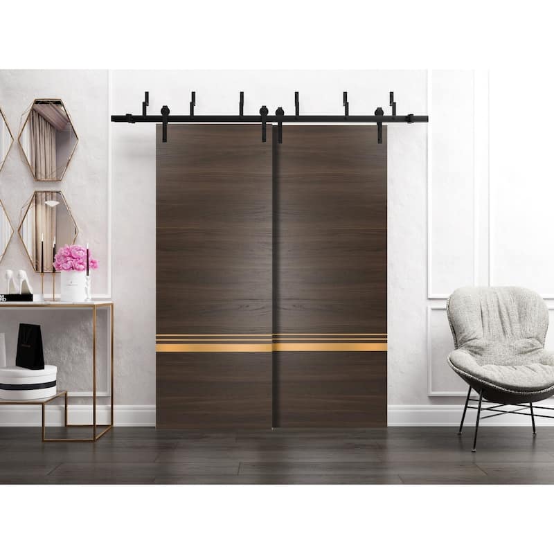 Barn Bypass Doors 36 x 80 Planum 2010 Chocolate Ash with Sturdy 6.6ft