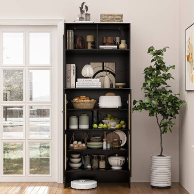 Sleek Black Rattan Bathroom Cabinet - Organize with Style Bookshelf