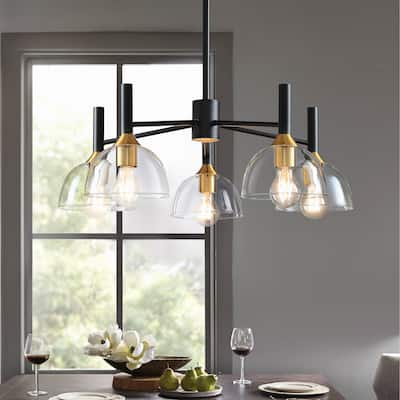 5-Light Modern Chandeliers Light Fixtures with Sturdy Clear Glass Lampshades
