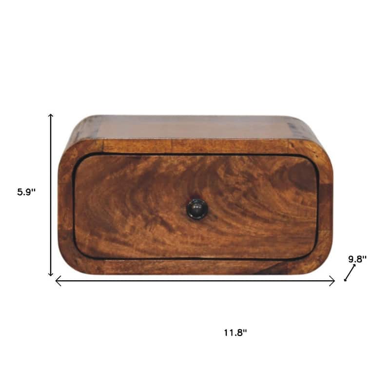 HomeRoots 12" Chestnut Solid Wood One Drawer Floating Nightstand