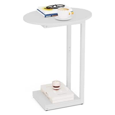 Small Side Table End Table, C-Shaped Wood Coffee Table