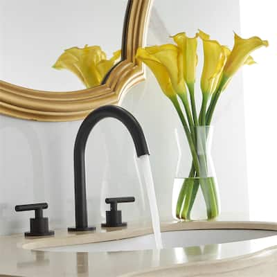 8 Inch Widespread Bathroom Faucet With Drain Assembly 3 Holes Matte Black Bathroom Sink Faucets 2 Handle Modern Vanity Basin Tap