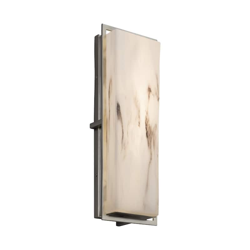 Justice Design LumenAria Avalon Brushed Nickel ADA LED Large Outdoor Wall Sconce, Faux Alabaster Shade - Brushed Nickel