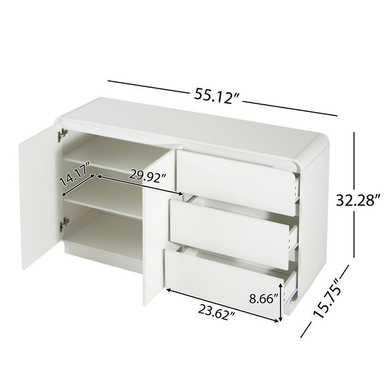 Christopher Knight Home - Modern Sideboard Buffet Cabinet with Soft-close Hinges & Deep Drawer Glides, Versatile Multi-Space Use