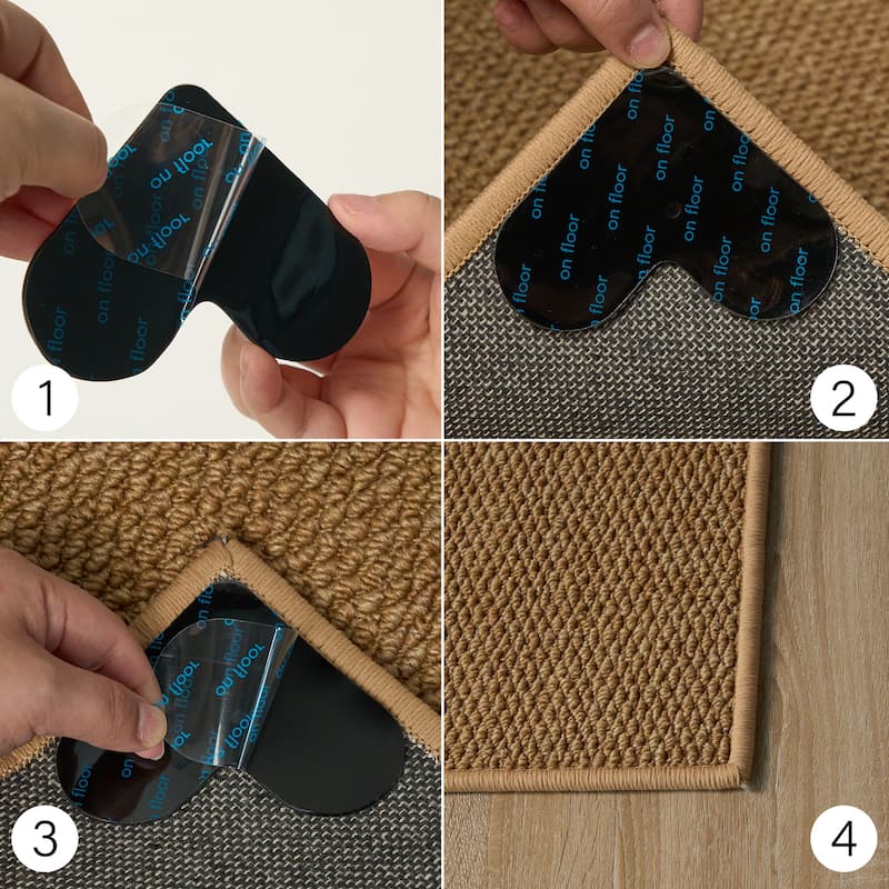 Non Slip Rug Tape / Adhesive Heart-shape - Black - 3.74" x 2.95"
