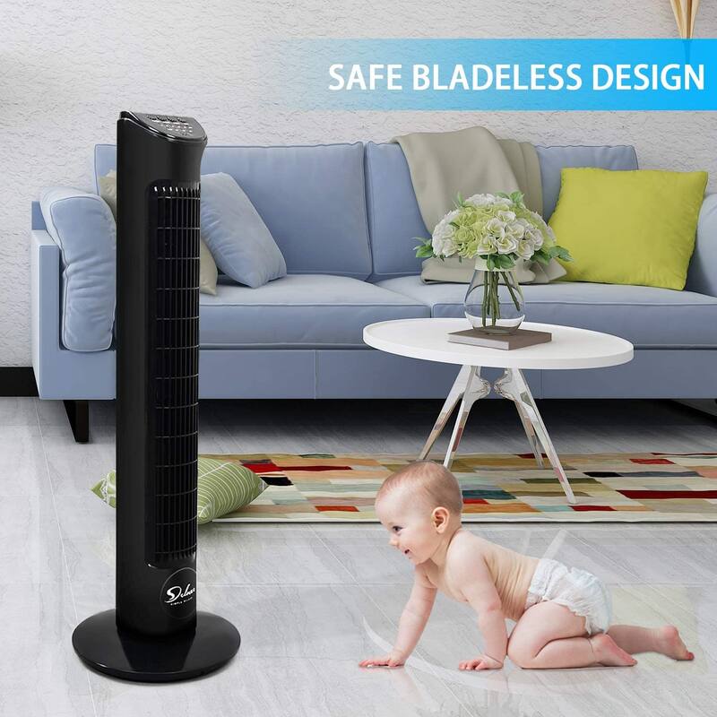 Simple Deluxe 32'' Electric Oscillating Tower Fan with Remote Control
