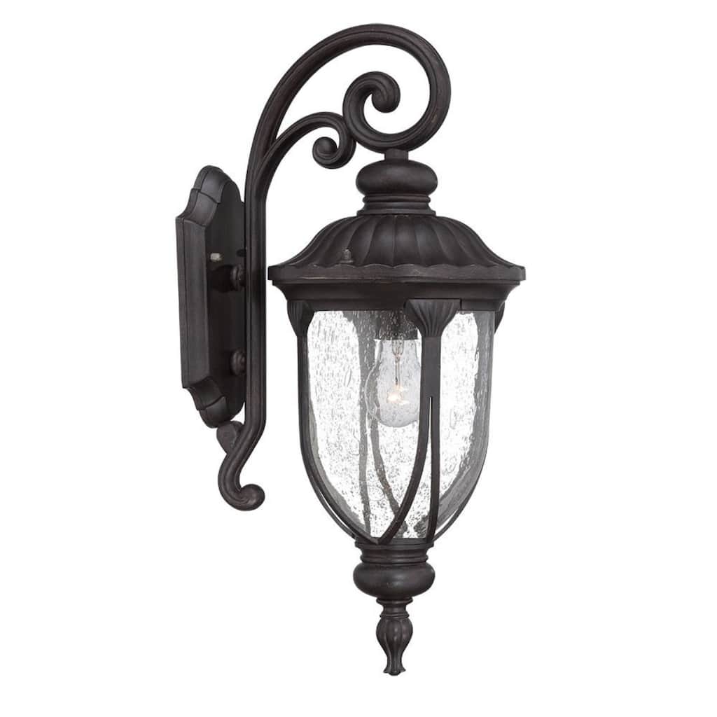 Aluminum Wall Sconce with Seeded Glass Outdoor Flush Mount - 11.5” x 9” x 22.5” (D x W x H)