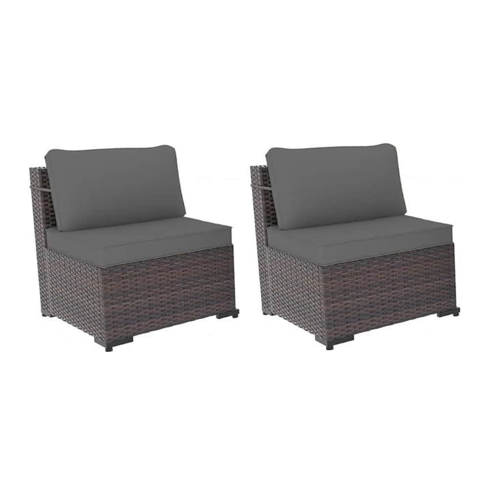 Outdoor Rattan Sectional Sofa Set, Patio Furniture Conversation Set with Fire Pit Table