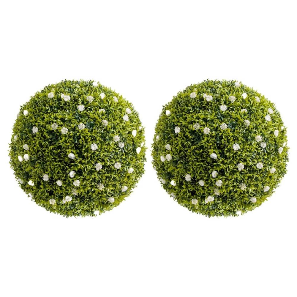 2 Pack 20.5" Artificial Flowers Topiary Balls for Home Decor, Wedding - 20.5 inch