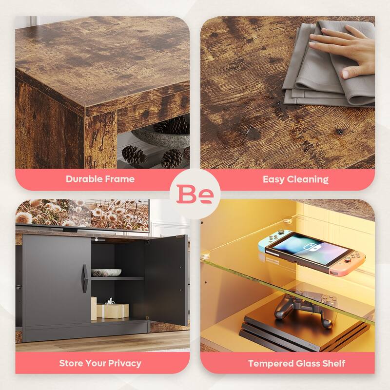 70 inch TV Stand 20 Color RGB Light Entertainment Center