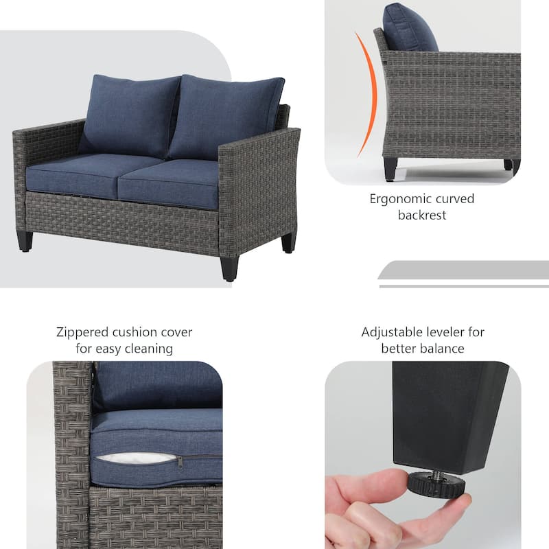 Outdoor Wicker Cushioned Loveseat