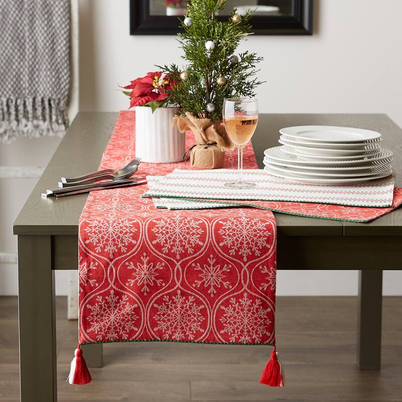 DII Joyful Snowflakes Reversible Jacquard Table Runner