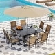 preview thumbnail 113 of 174, Patio Dining Set, Outdoor Dining Table and Chairs Set with Textilene Chairs, Adjustable Umbrella Hole for Garden, Backyard 9 Piece-Square - Brown