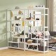 preview thumbnail 24 of 23, Vintage Brown/ Black 8-Shelf Etagere Bookcase, White Modern Bookshelves with Storage, Tall Display Rack