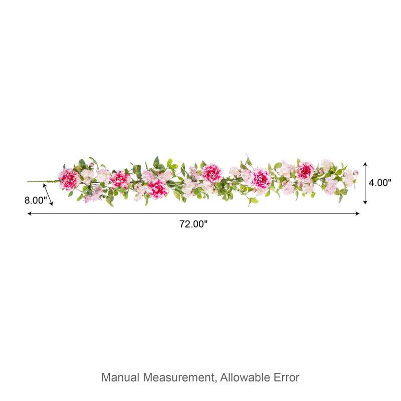 Glitzhome Pink Hydrangea, Peony & Cherry Wreath Garland