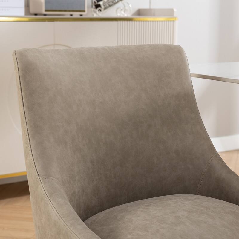 SEYNAR Modern Glam PU Leather Dining Chair or Vanity Chair Set of 2 with Rear Handle