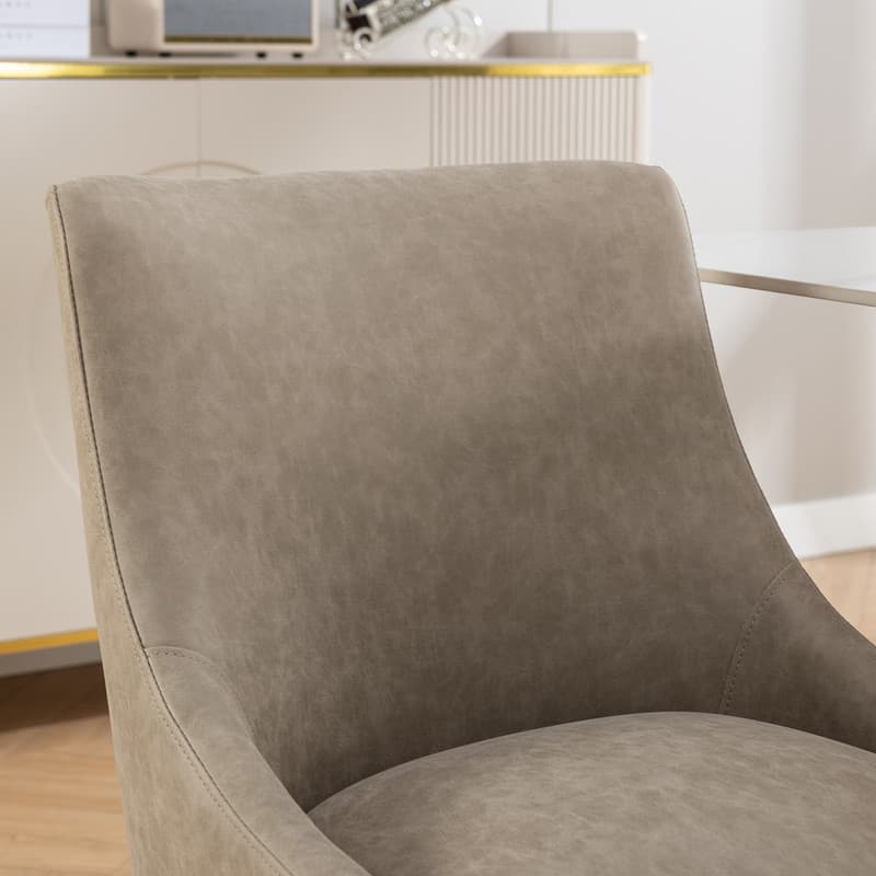 SEYNAR Modern Glam PU Leather Dining Chair or Vanity Chair Set of 4 with Rear Handle