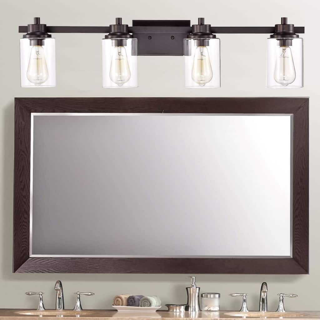 Avalon 4 Light Contemporary Vanity Bath Light with Clear Glass - Oil Rubbed Bronze