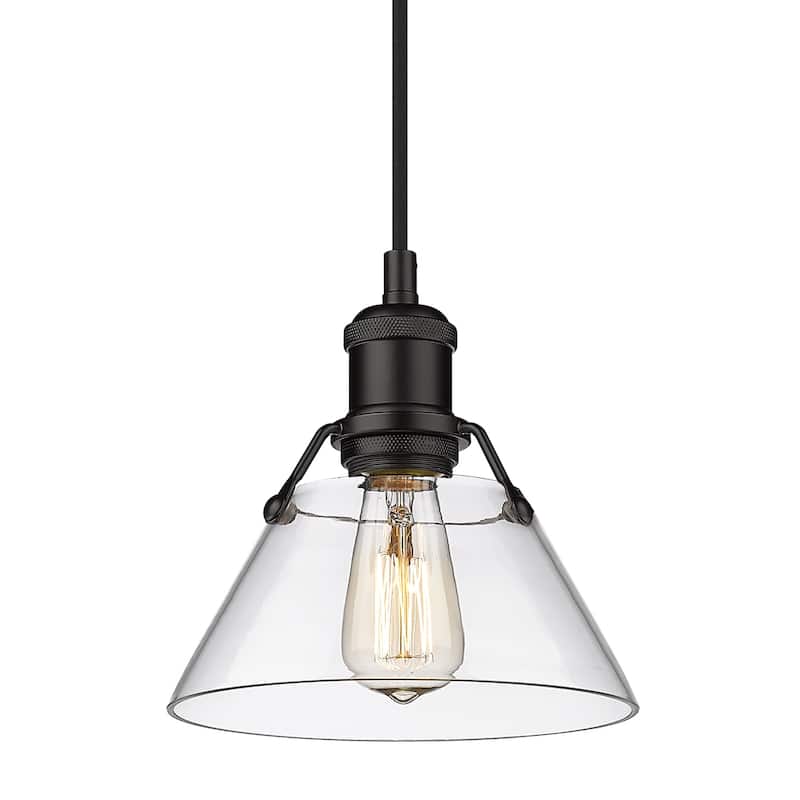 Golden Lighting 3306-S CLR Orwell 8" Wide Mini Pendant with a Clear - Matte Black