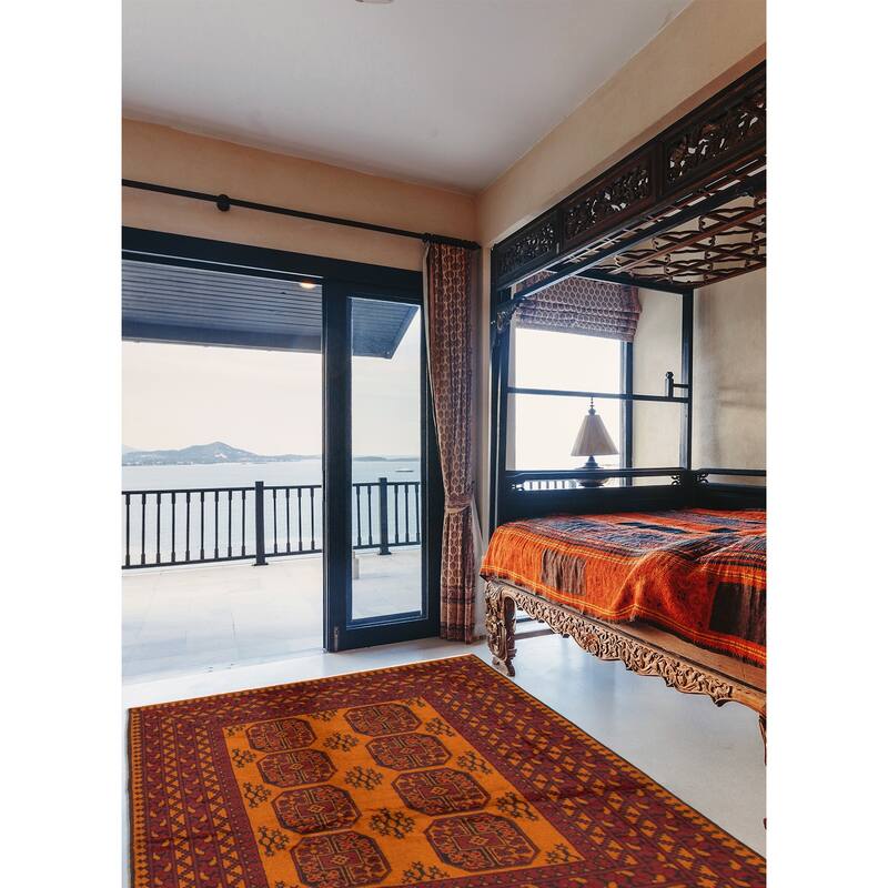 ECARPETGALLERY Hand-knotted Uzbek Kargahi Burnt Orange Wool Rug - 4'10 x 6'2