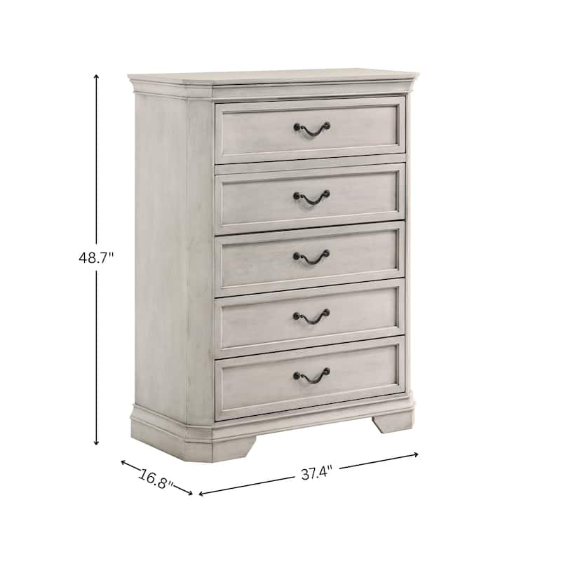Roundhill Furniture Maderne Traditional Wood 5-Drawer Chest