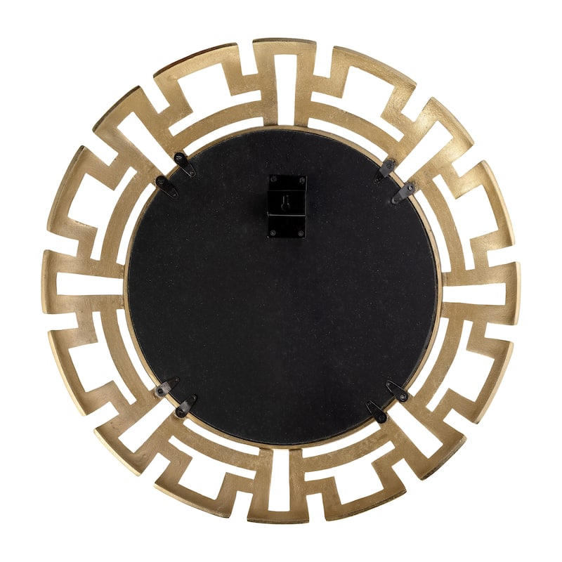 24" Round Metal Mirror Contemporary Abstract Gold Aluminum Mirror in Tribal Design Creative Glam Decorative Wall