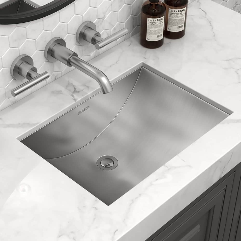 Ruvati 18″ x 12″ Brushed Stainless Steel Rectangular Bathroom Sink Undermount - RVH6110