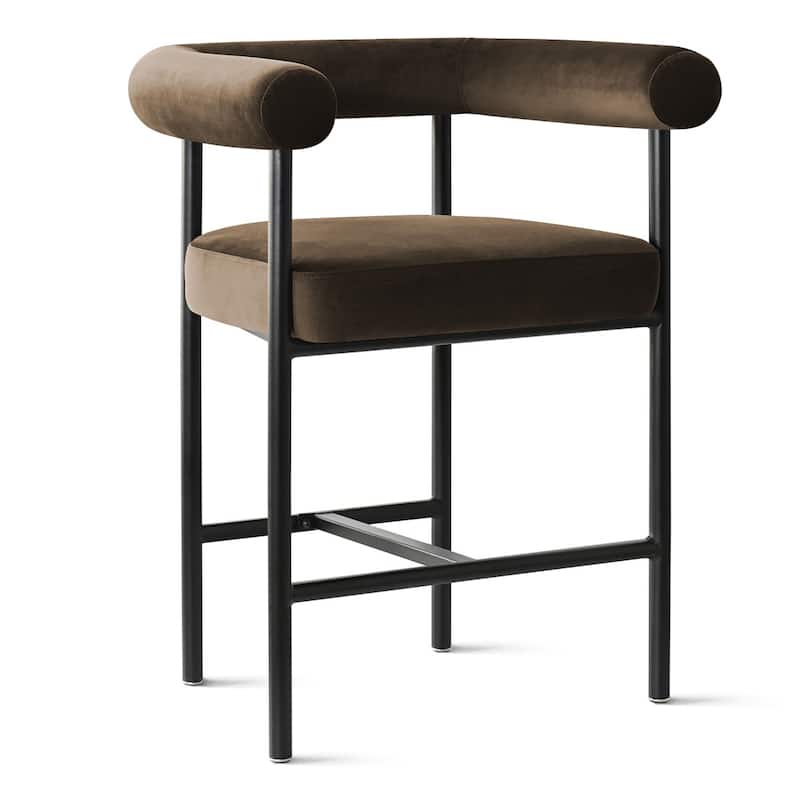 24" Seat Height Velvet Counter Stools (Set Of 2)