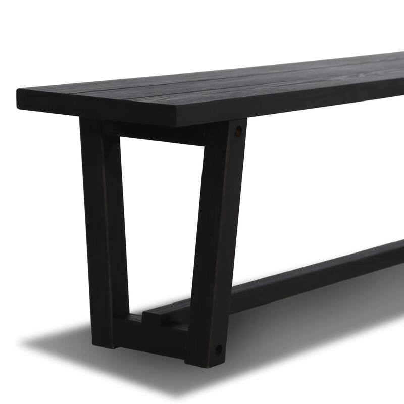 Cascais Solid Wood Bench with Industrial Base