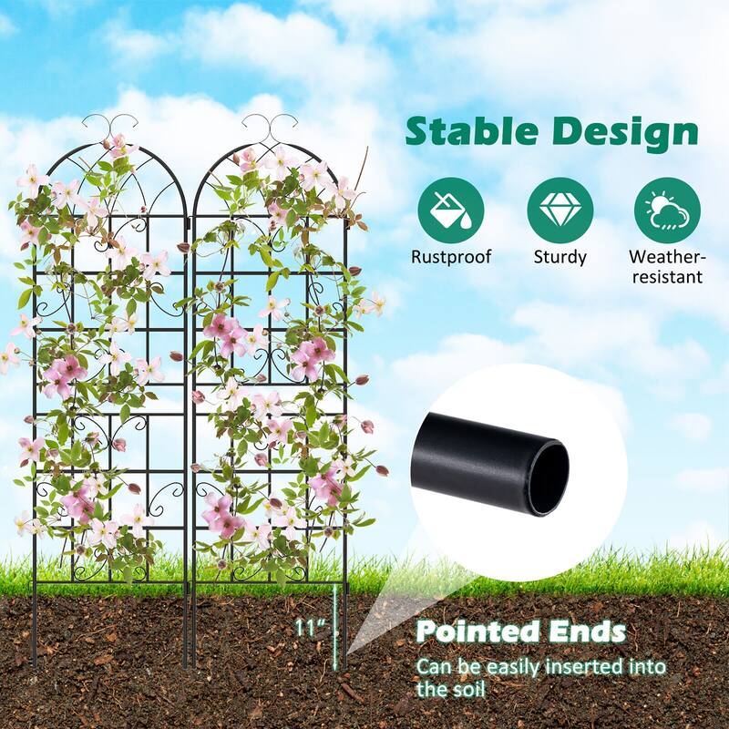 Gymax 71'' Tall Metal Garden Trellis for Climbing Plants 6 Pack Fence