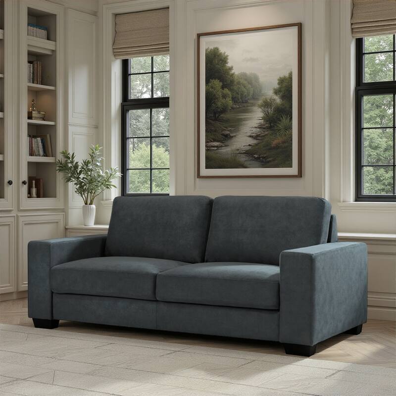 Yvonne 79" Modern Sofa Loveseat, Upholstered Couch with Removable Cushions - Sofa - Charcoal Flint